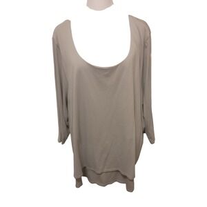 J Jill Split Back Lace Eyelet Shirt Womens S Blue 3/4 Sleeve 3XL